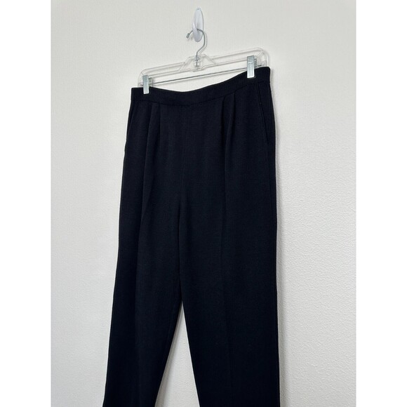St John Santana Knit Straight Leg Crop High Waisted Pants Black Stretch Size 10 - Picture 3 of 8